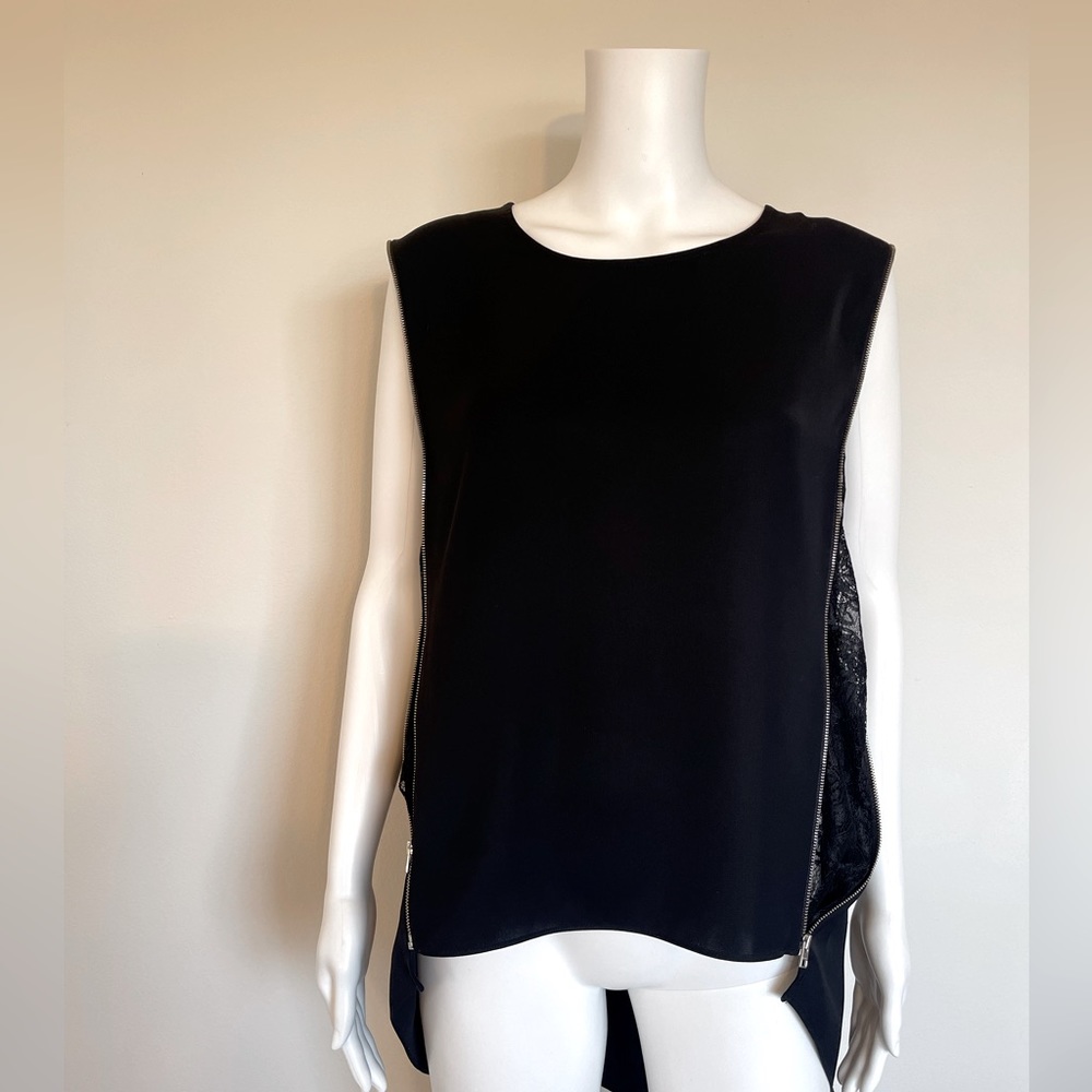 ALLSAINTS Silk Zipper Lace Blouse - US 6
